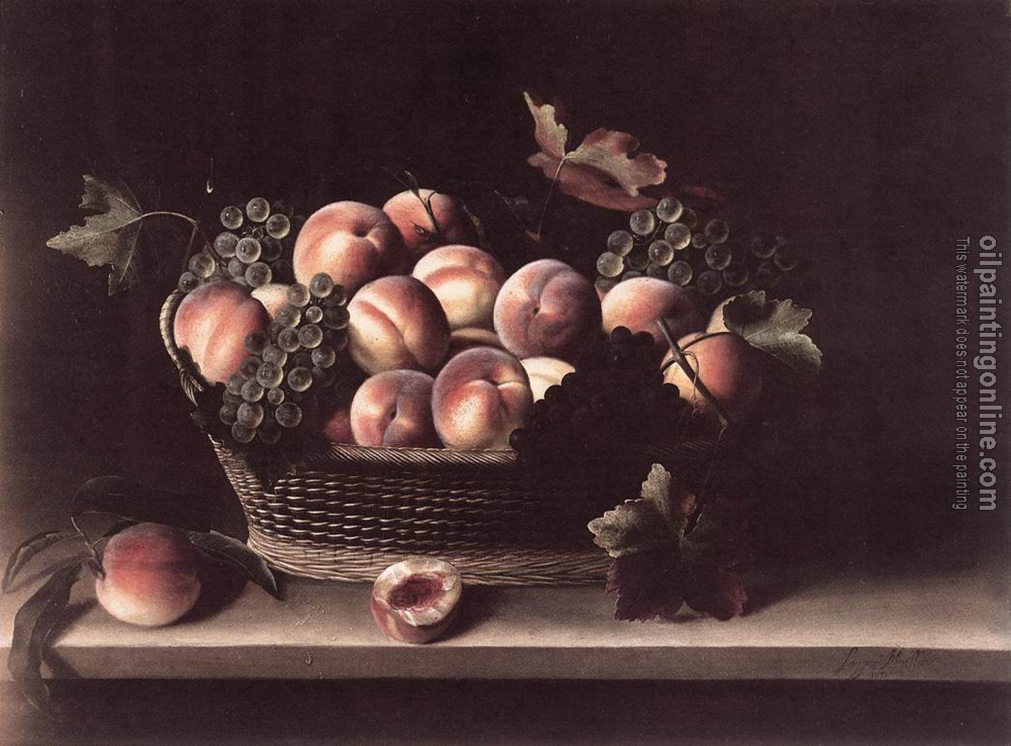 Moillon, Louise - Basket with Peaches and Grapes